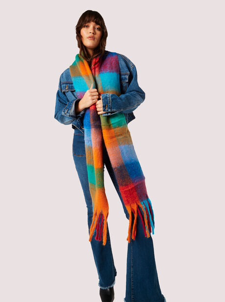 Colour Block Check Square Scarf