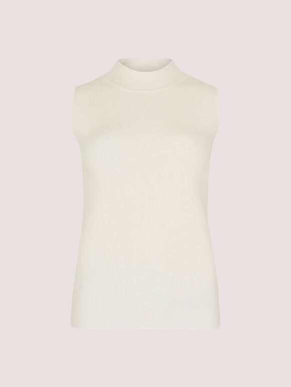 Mock Neck Knitted Top, Cream, large