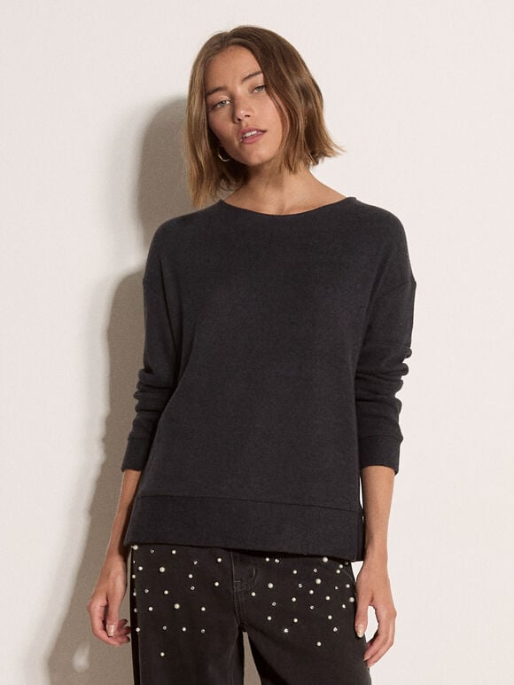 Soft Rib Knit Top, Dark Grey/Charcoal, large