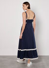 Ric Rac Trim Cotton Midaxi Dress
, Navy, large