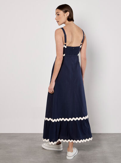 Ric Rac Trim Cotton Midaxi Dress