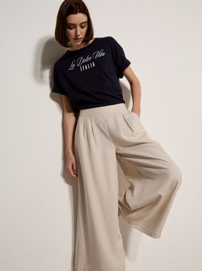 Slub Linen Wide-Leg Trousers