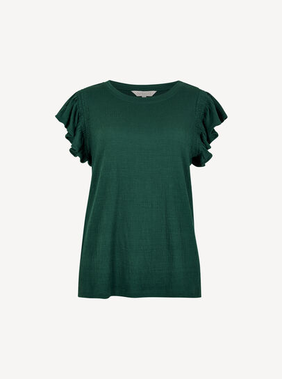 Soft Slub Ruffle Sleeve T-Shirt