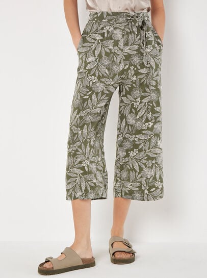 Pantalon Jupe-Culotte Feuilles Batik