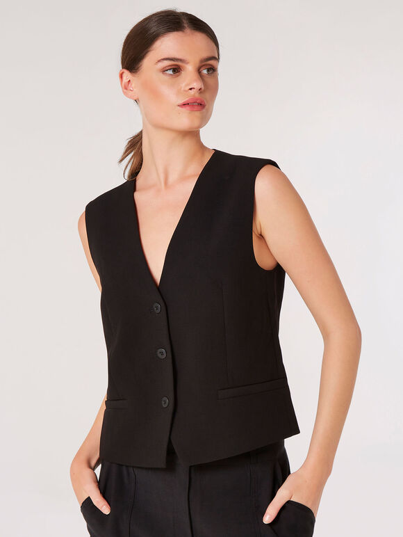 Tailored Waistcoat, Black, large