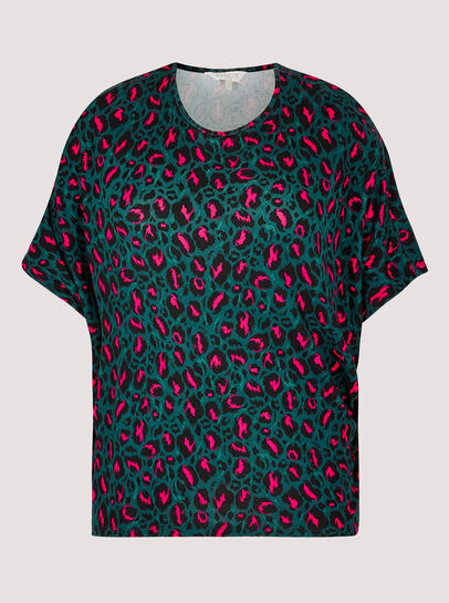 Curve Brushed Cheetah Batwing Top