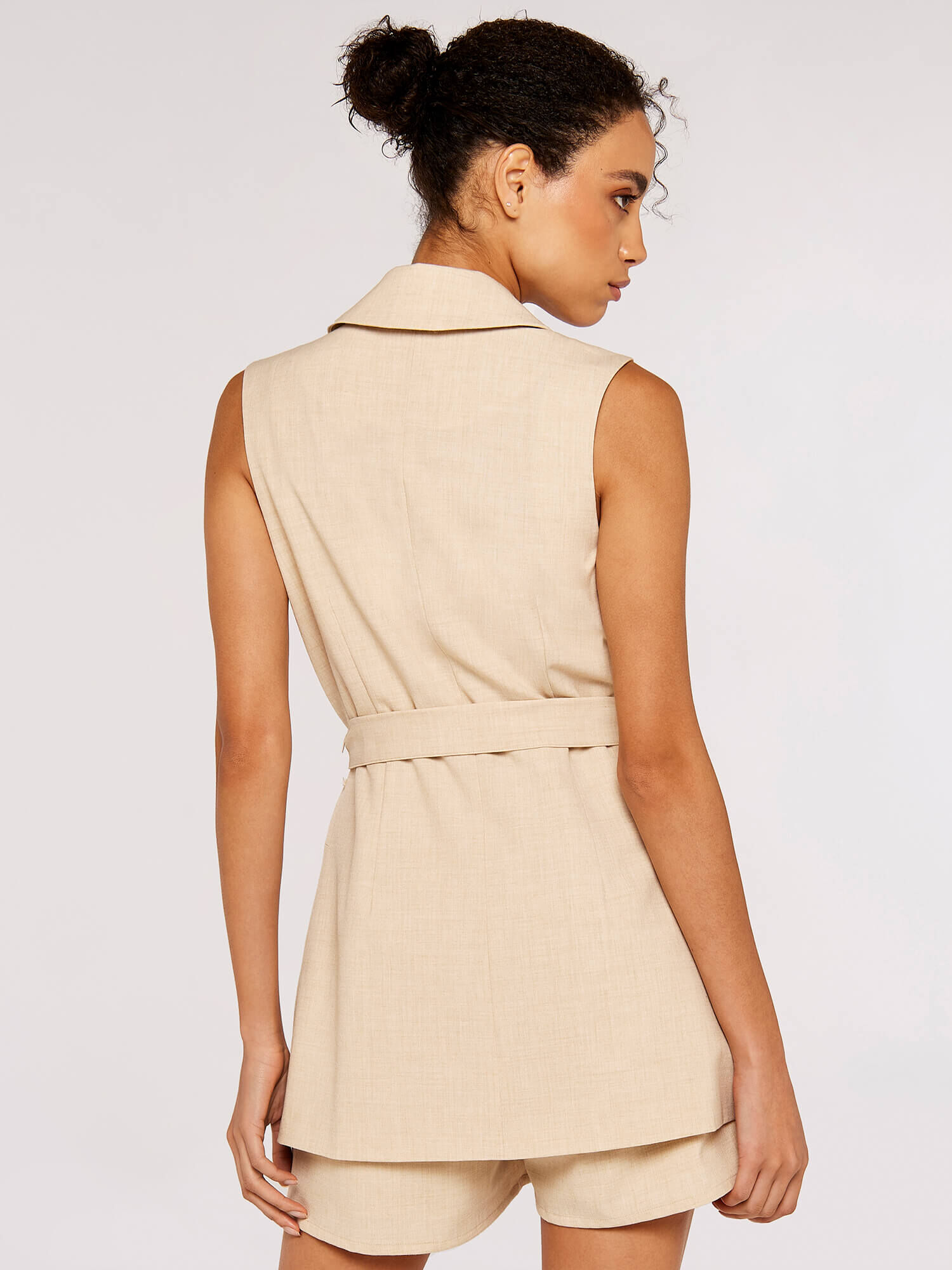 Sleeveless belted blazer best sale