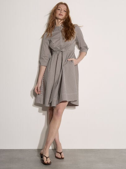 Cotton Stripe Shirt Mini Dress