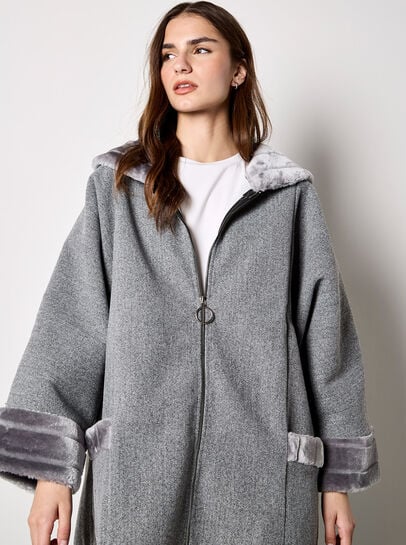 Faux Fur Zip Fleece Jacket