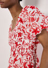 Sarasa Floral Tiered Midi Dress, Cream, large