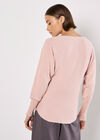 Batwing Sleeve Studded Jumper, Pink, large