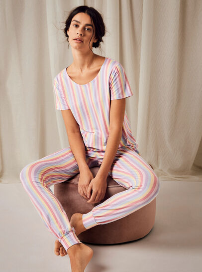 Rainbow Stripe Short Sleeve Top