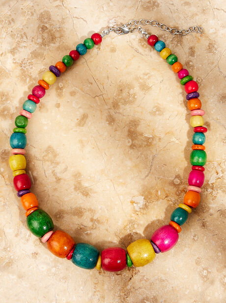 Colourful Wooden Beads Necklace