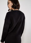 Fine Knit Cable Jumper, Black, large