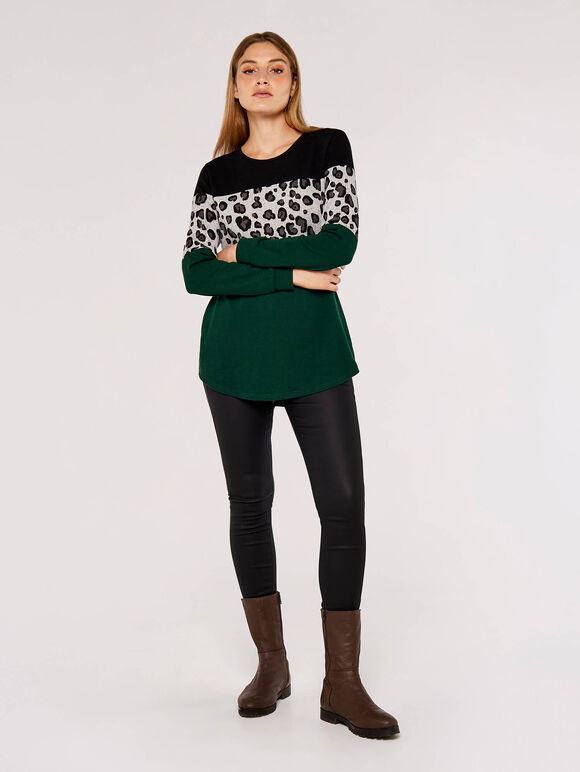 Animal Block Print Jumper, Green, large