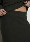 Ribbed Knit A-Line Maxi Skirt, Green, large