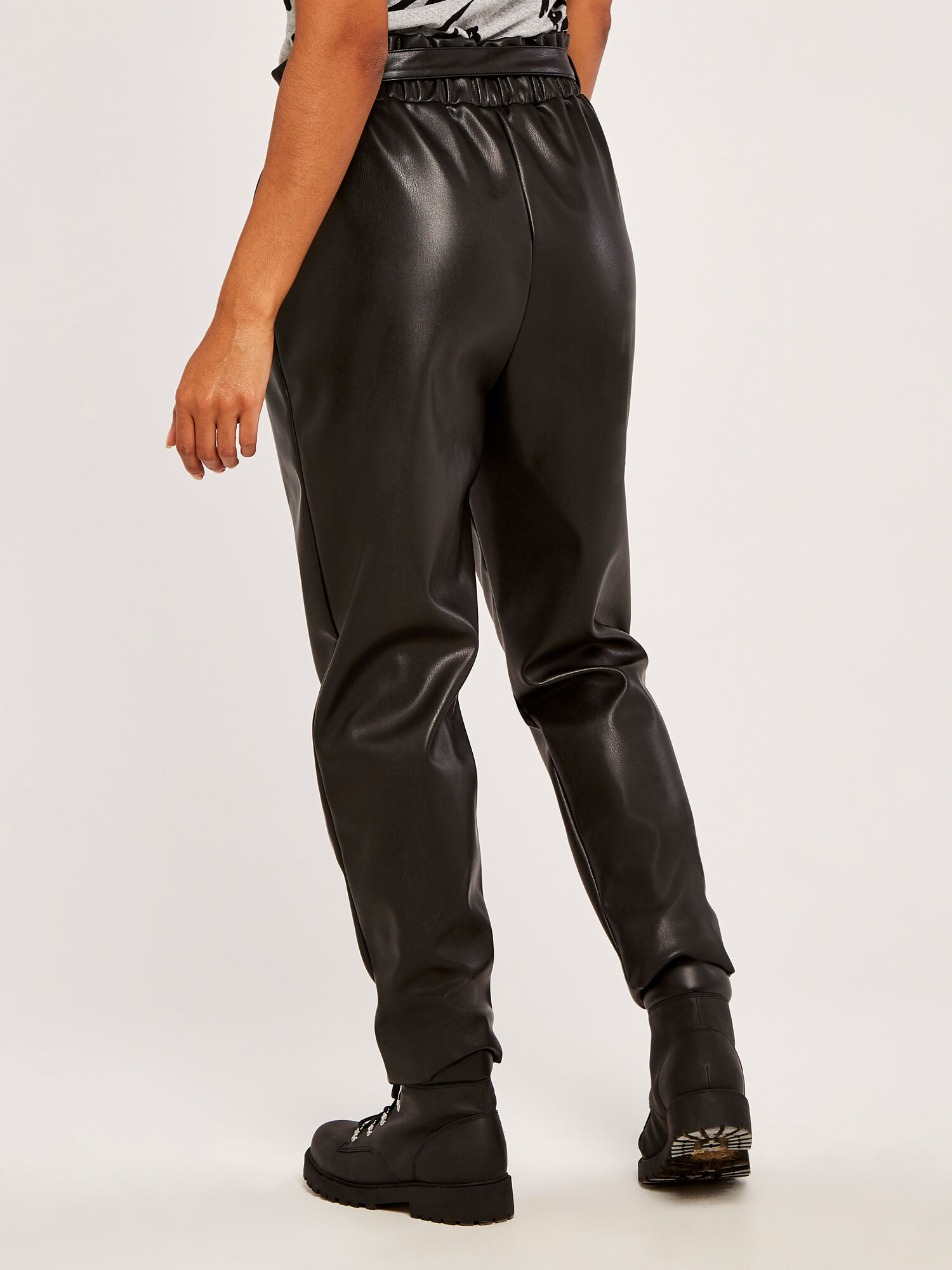 Leather Look Paperbag Trousers | Apricot UK