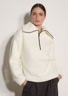 Funnel Neck Teddy Borg Fleece Jumper, White, large