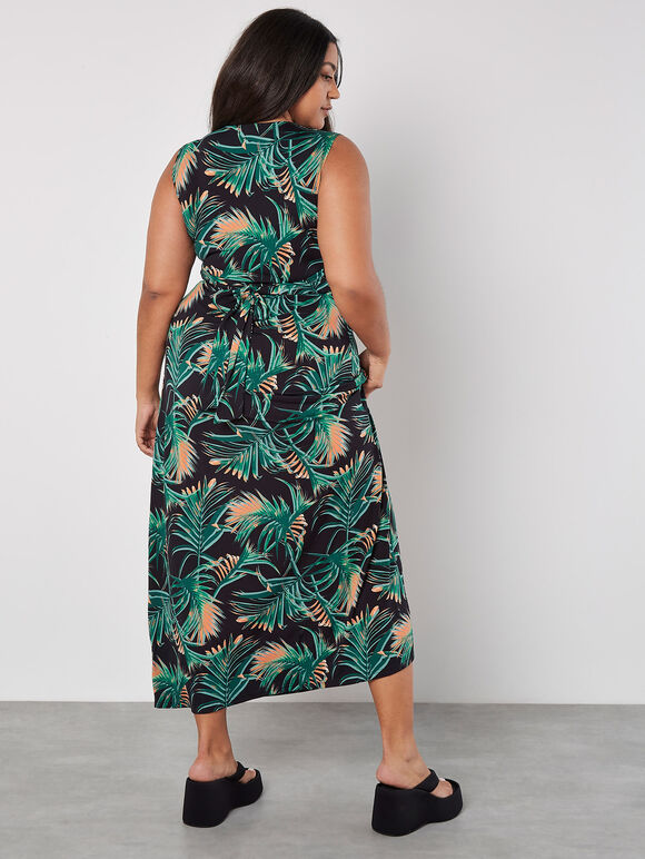 Curve Palm Leaf Maxi Dress
, Black, large