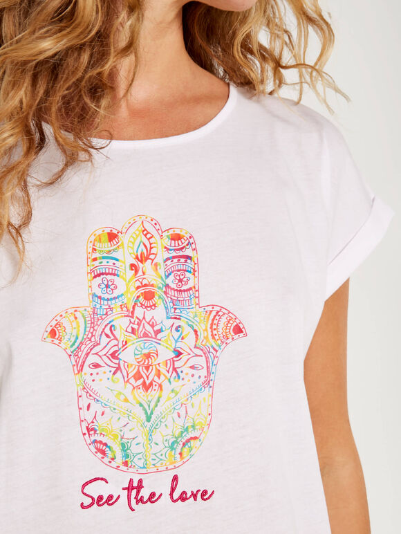 Quote Hand Mandala T-Shirt, White, large