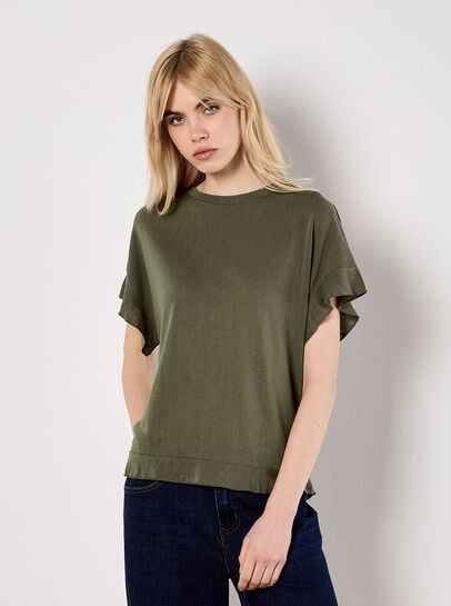 Ruffle Sleeve T-Shirt