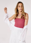 Ribbed Jersey Vest Top, Pink, large