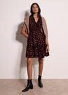 Floral Print Smocked Mini Dress, Black, large