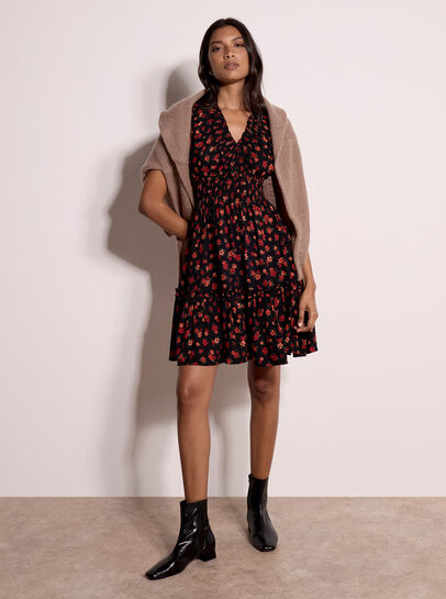 Floral Print Smocked Mini Dress