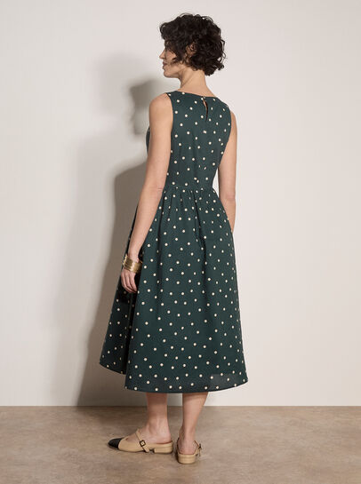 Polka Dot A-Line Cotton Midi Dress