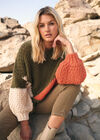 Colourblock Chunky Knit Jumper, Khaki, large