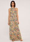 Tropical Chiffon Halter Maxi Dress, Pink, large