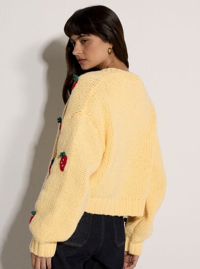 Chunky Knit Strawberry Cardigan