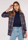 Checked Cotton Flannel Shirt, Blue, large