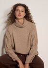 Melange Roll Neck Jumper, Mocha, large