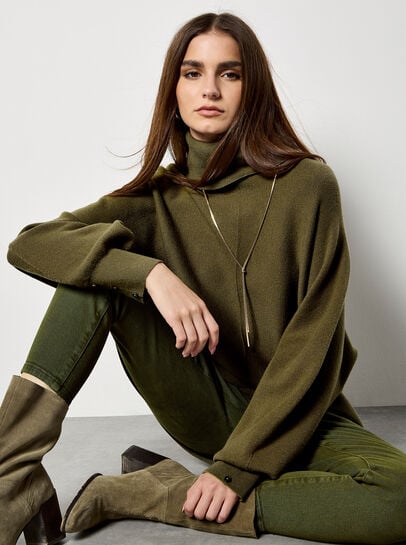 Roll Neck Oversized Batwing Jumper