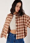 Cropped Check Shacket, Rust, large