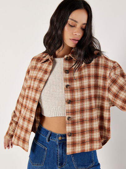 Cropped Check Shacket