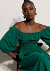 Ruffle Milkmaid Midi Dress, Green, large
