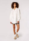 Balloon Sleeve Cotton Shirt, White, large