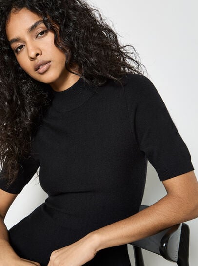 Fit And Flare Ribbed Knit Mini Dress