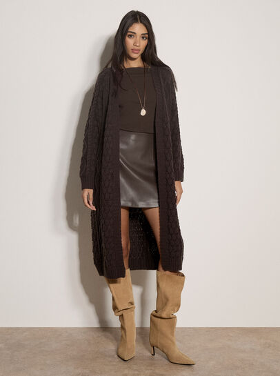 Chunky Cable Knit Longline Cardigan