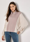 Colour Block Cowl Neck Top, Stone, large