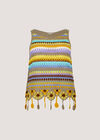 Colourful Stripe Tassel Crochet Top, Brown, large