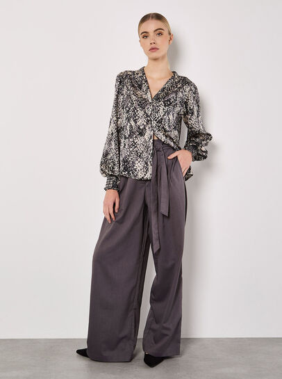 Snakeskin Hammered Satin Blouse