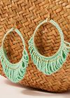 Beaded hoop earrings, Green, large