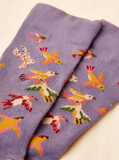 Bird Print Cotton Socks