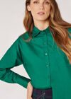 Oversized Cotton Poplin Shirt, Green, large