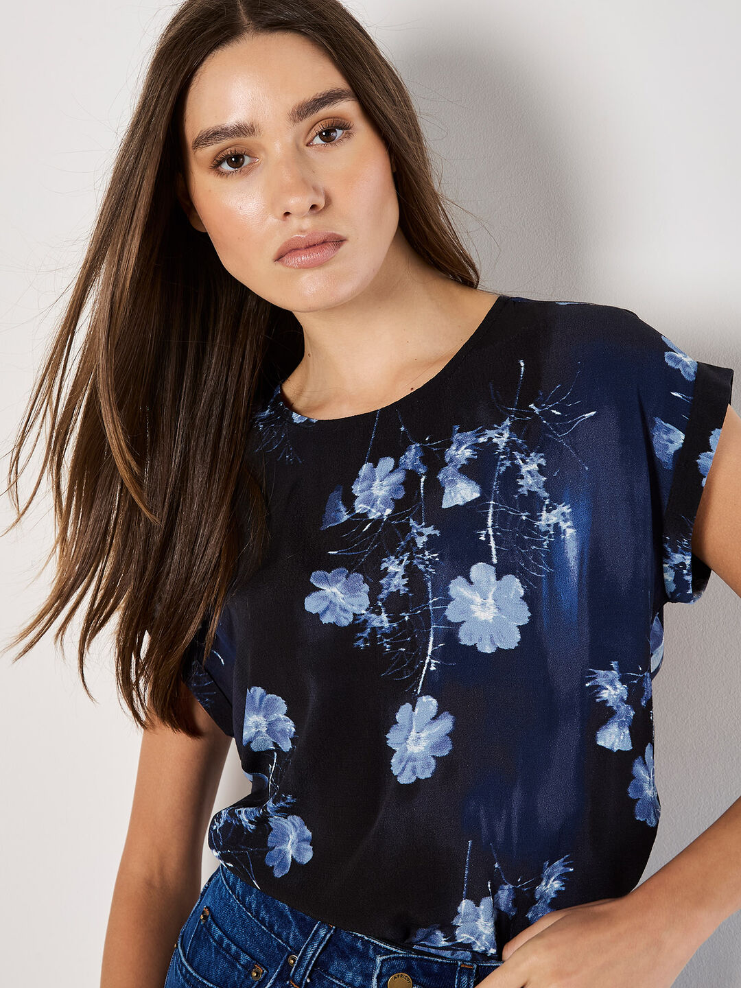 Floral Print Woven T-Shirt