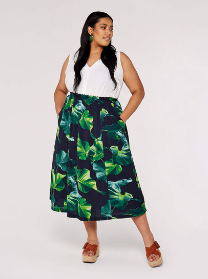 Curve Leaf Midi Skirt