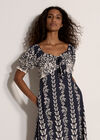 Butterfly Border Print Midi Dress, Navy, large